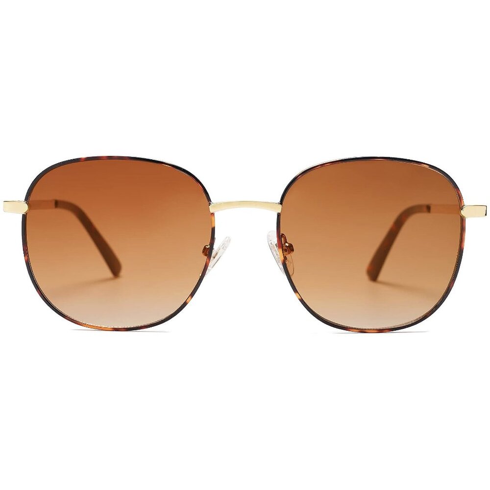 Classic Trendy Square Sunglasses for Women Men , Brown Tortoise/Gradient Brown